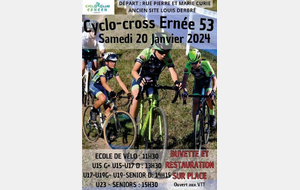 AFFICHE CYCLO-CROSS A ERNEE SAMEDI 20 JANVIER 2024