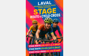 STAGES D'ETE ROUTE ET CYCLO-CROSS LE JEUDI 28 AOUT 2025