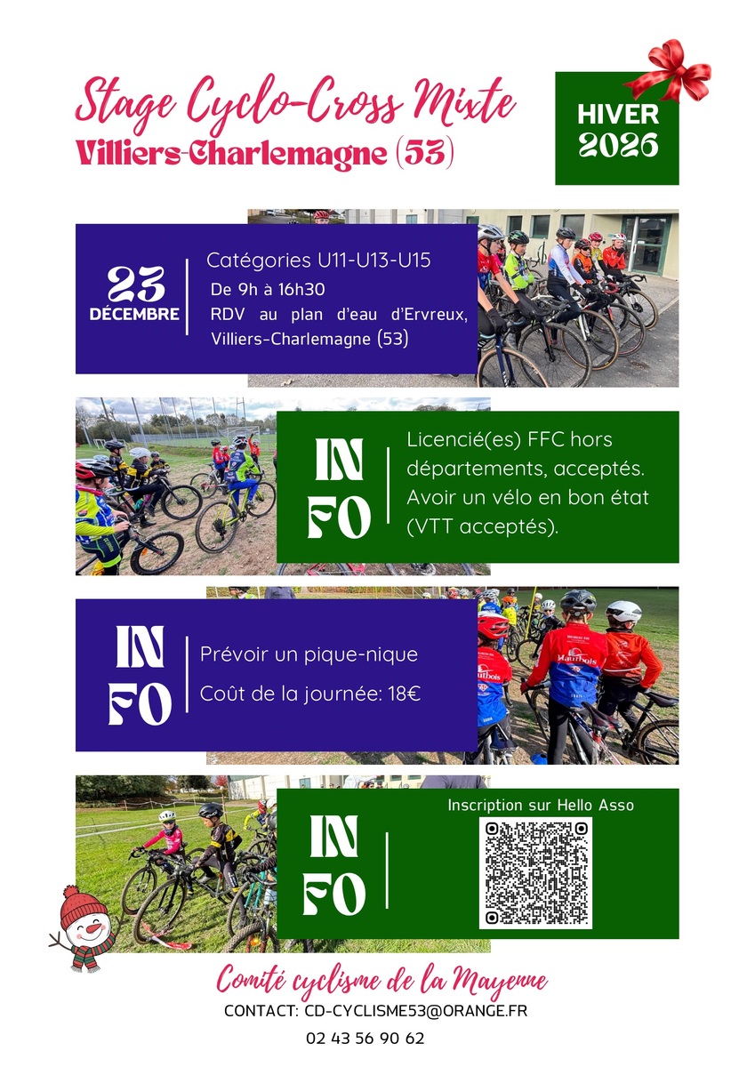 STAGE 53 DE CYCLO-CROSS A VILLIERS CHARLEMAGNE  LE 23 DECEMBRE 2026